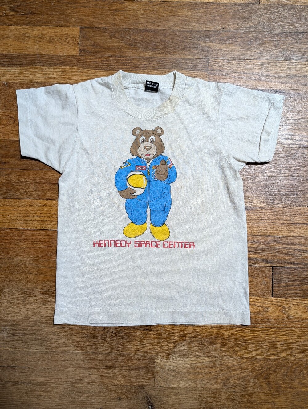 Vintage 80s NASA Shirt Kennedy Space Center Youth Medium Bear Graphic USA Made